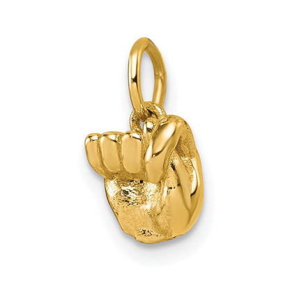 14K Gelbgold American Zeichen Language Alphabet Fingerspelling Zeichen T Anhänger