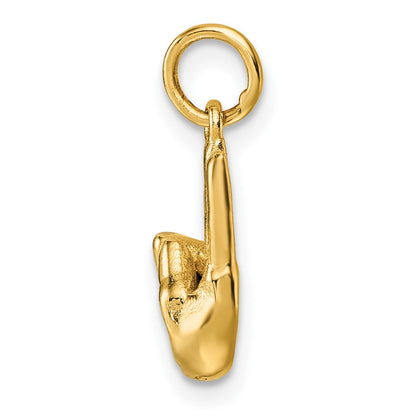 14K Gelbgold American Zeichen Language Alphabet Fingerspelling Zeichen U Anhänger