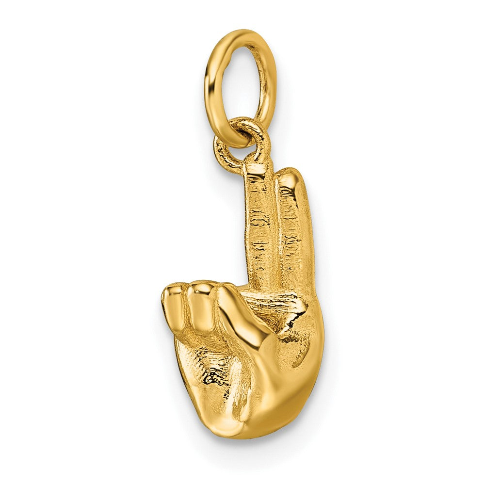 14K Gelbgold American Zeichen Language Alphabet Fingerspelling Zeichen U Anhänger