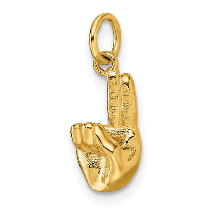 14K Gelbgold American Zeichen Language Alphabet Fingerspelling Zeichen U Anhänger