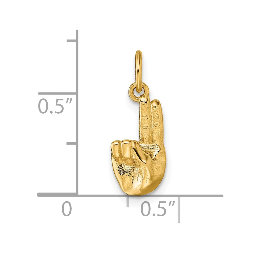 14K Gelbgold American Zeichen Language Alphabet Fingerspelling Zeichen U Anhänger