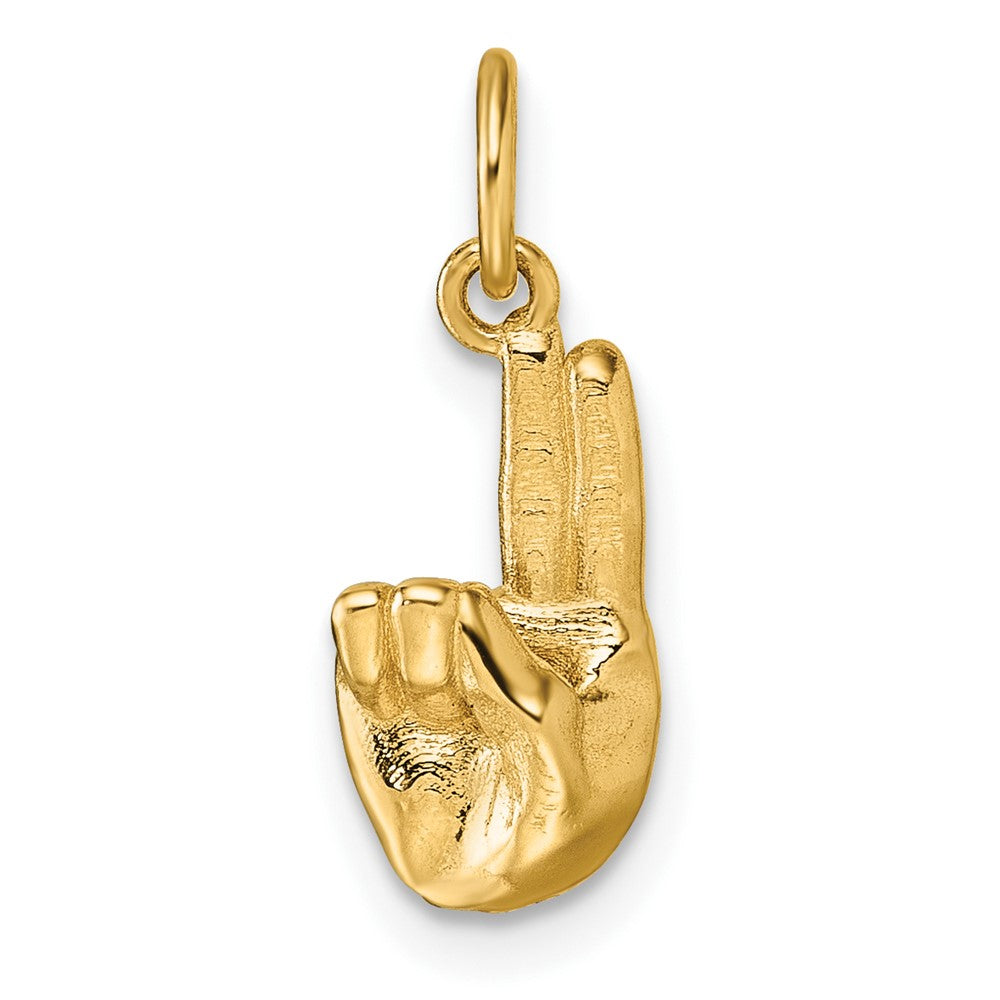 14K Gelbgold American Zeichen Language Alphabet Fingerspelling Zeichen U Anhänger