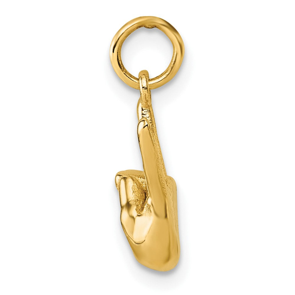 14K Gelbgold American Zeichen Language Alphabet Fingerspelling Zeichen V Anhänger