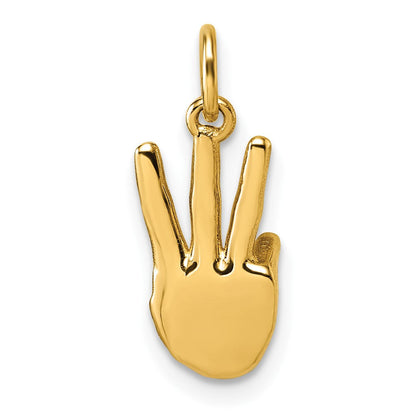 14K Gelbgold American Zeichen Language Alphabet Fingerspelling Zeichen W Anhänger