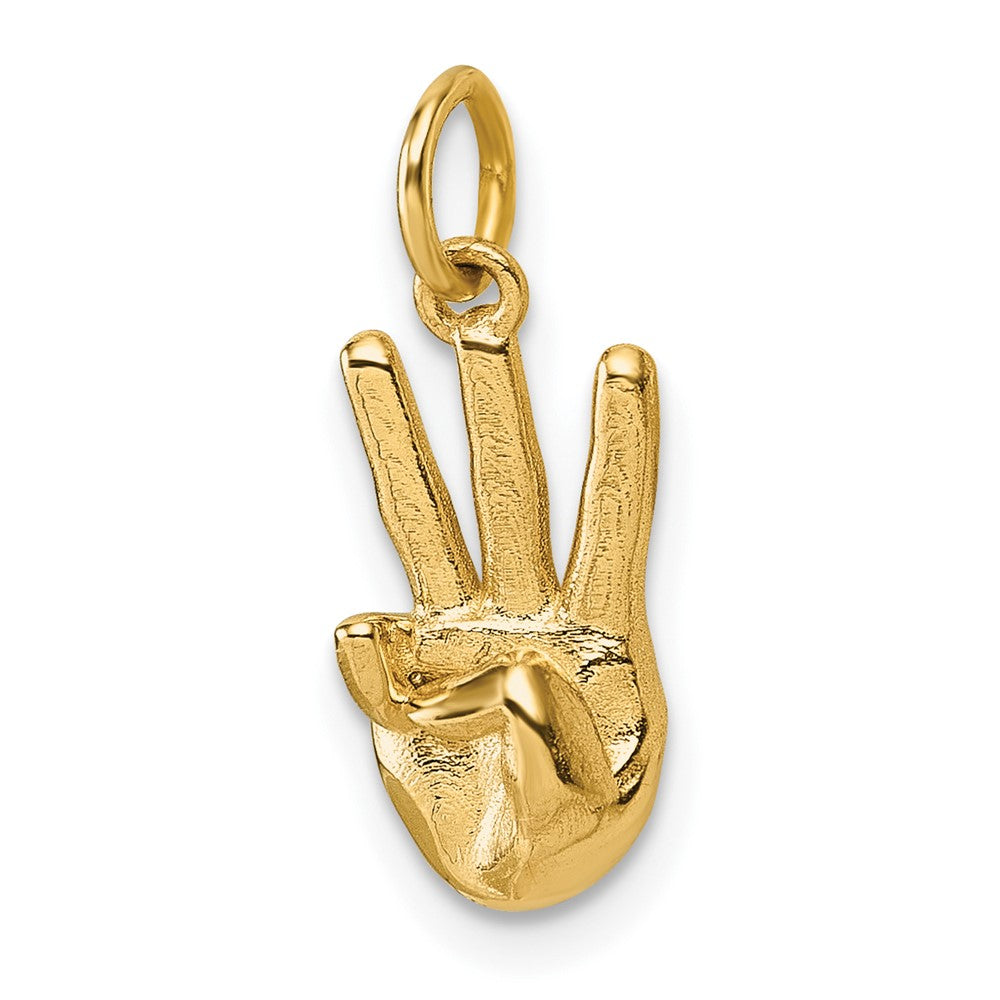 14K Gelbgold American Zeichen Language Alphabet Fingerspelling Zeichen W Anhänger