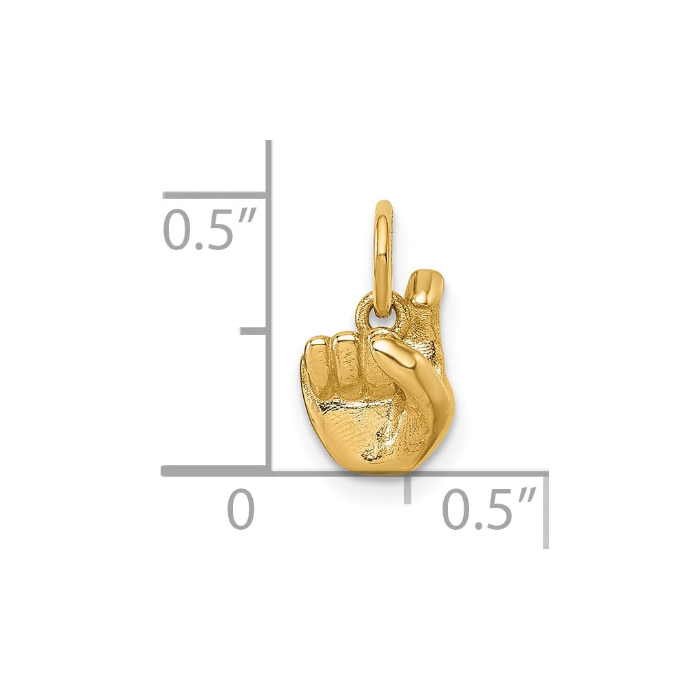 14K Gelbgold American Zeichen Language Alphabet Fingerspelling Zeichen X Anhänger