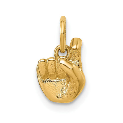 14K Gelbgold American Zeichen Language Alphabet Fingerspelling Zeichen X Anhänger
