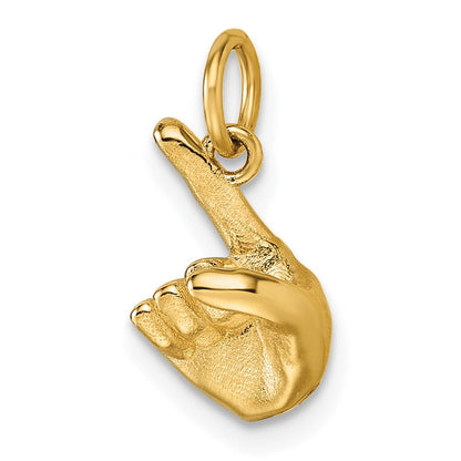 14K Gelbgold American Zeichen Language Alphabet Fingerspelling Zeichen Z Anhänger