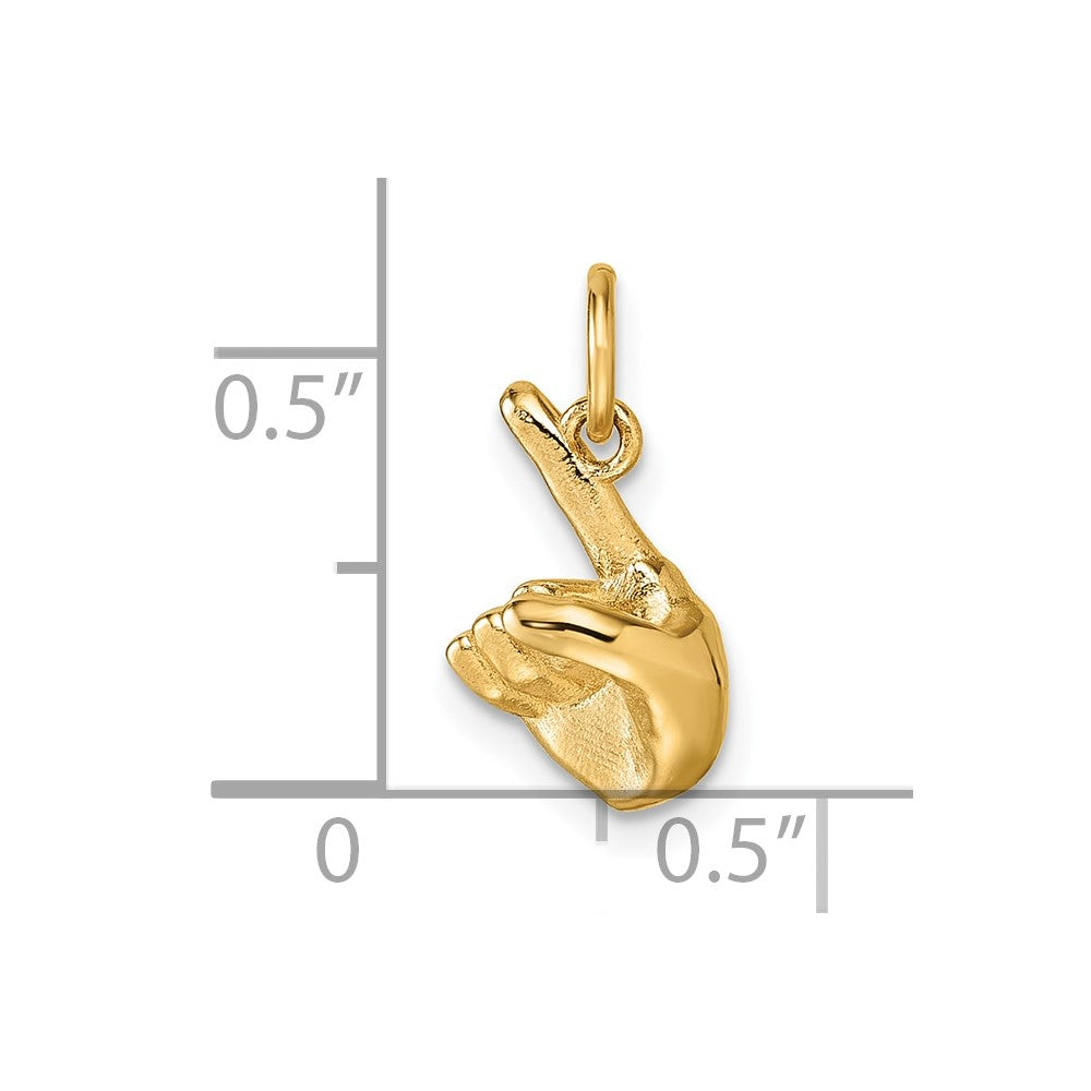 14K Gelbgold American Zeichen Language Alphabet Fingerspelling Zeichen Z Anhänger