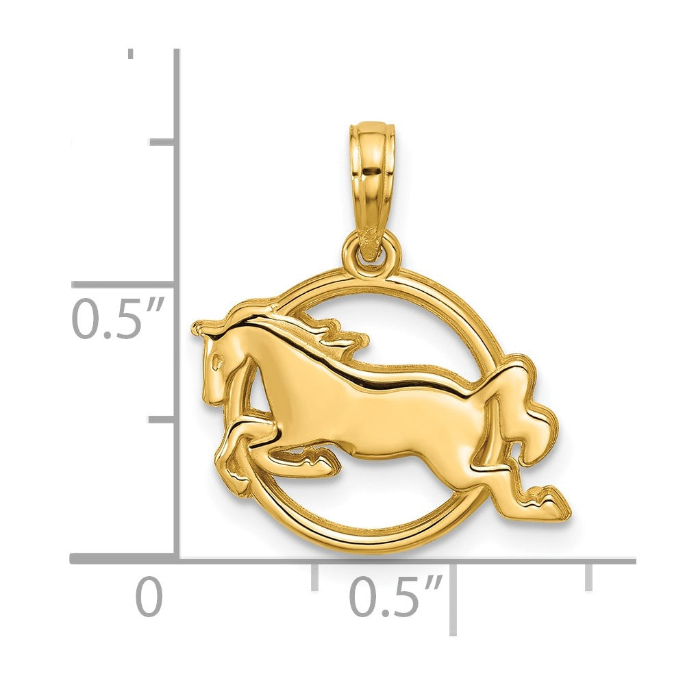 14K Gelbgold Poliert Mustang Anhänger
