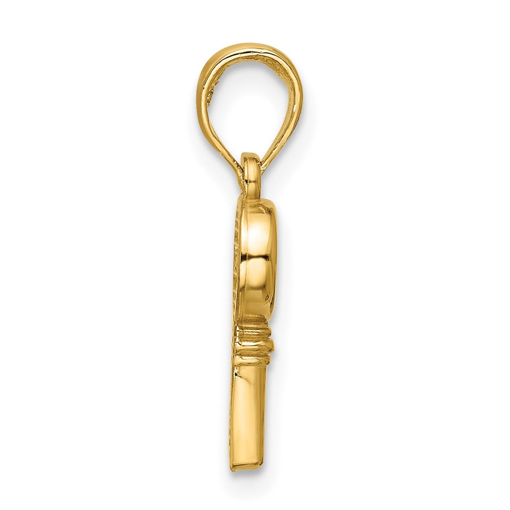 14K Gelbgold Poliert Herz Key Anhänger