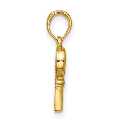 14K Gelbgold Poliert Herz Key Anhänger
