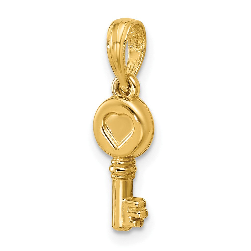 14K Gelbgold Poliert Herz Key Anhänger