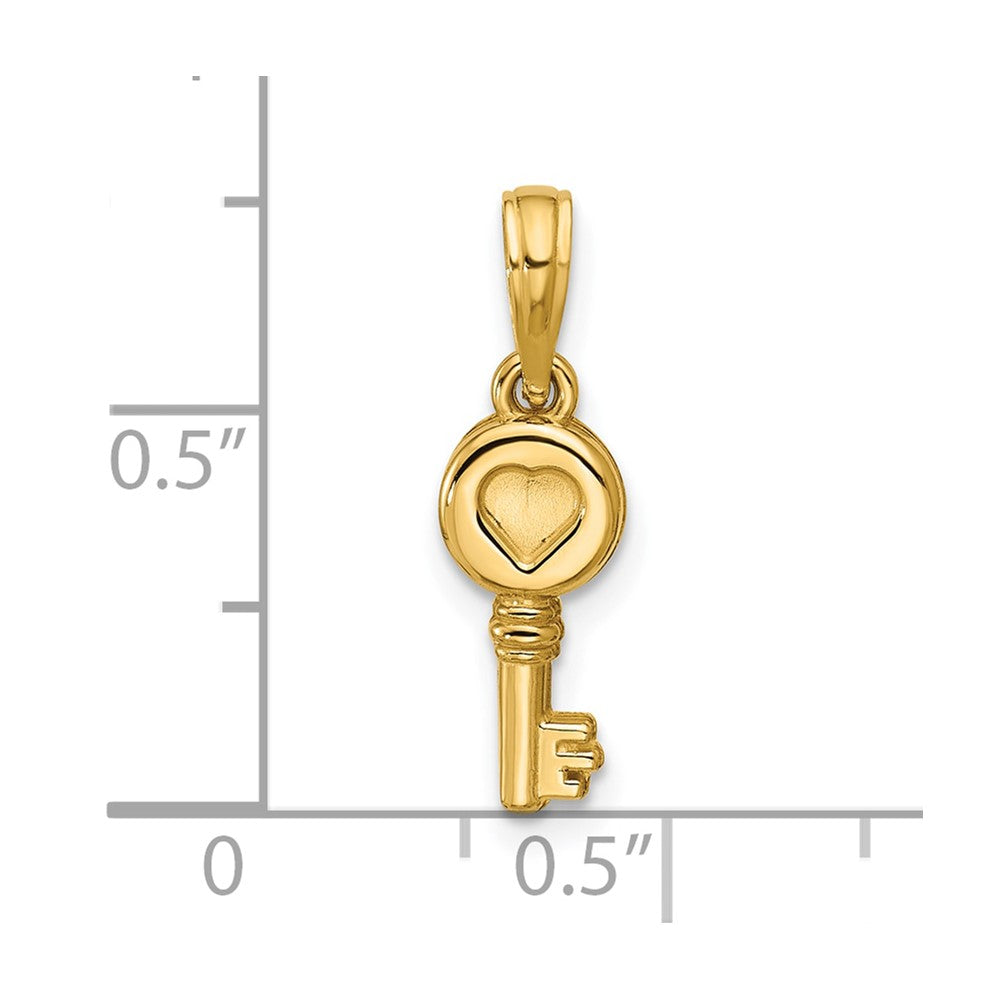 14K Gelbgold Poliert Herz Key Anhänger