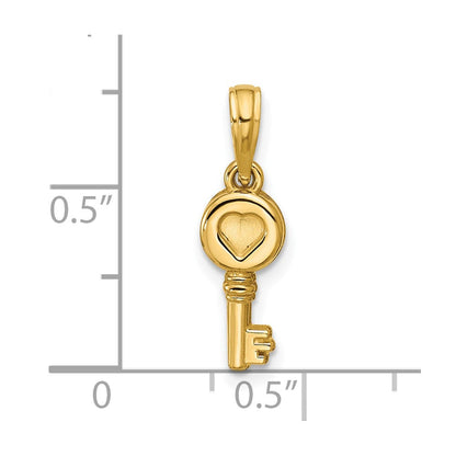 14K Gelbgold Poliert Herz Key Anhänger