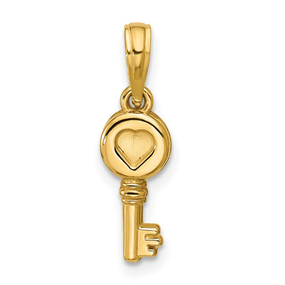 14K Gelbgold Poliert Herz Key Anhänger