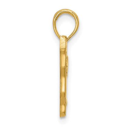 14K Gelbgold Poliert Flying Pig Anhänger