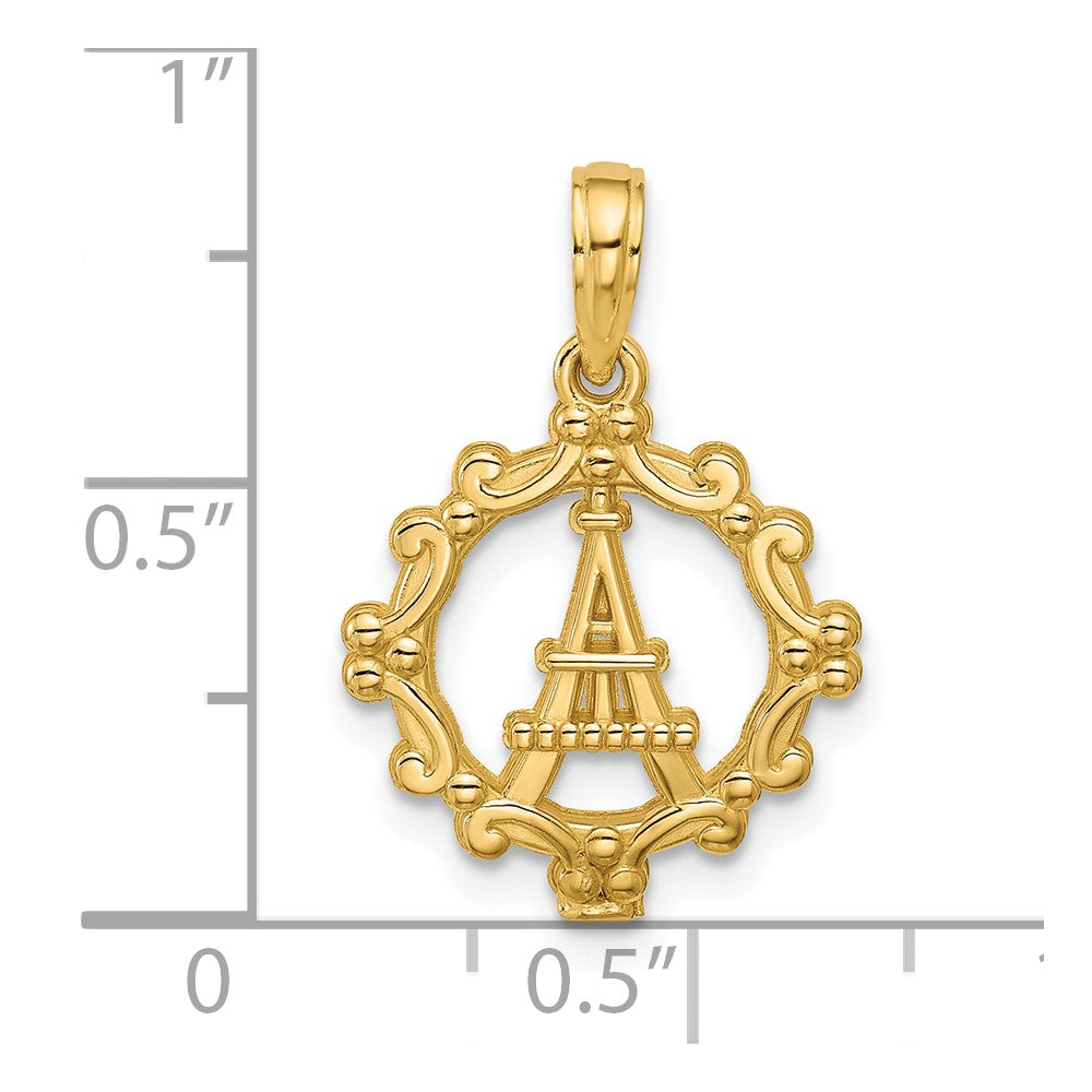 14K Gelbgold Poliert Eiffel Tower Anhänger