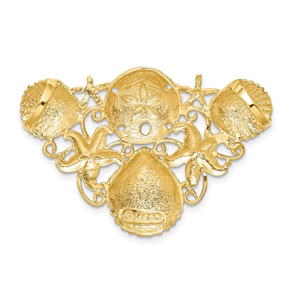 14K Gelbgold Meer Leben Diamantiert Omega Anhänger