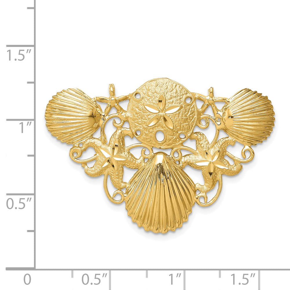 14K Gelbgold Meer Leben Diamantiert Omega Anhänger