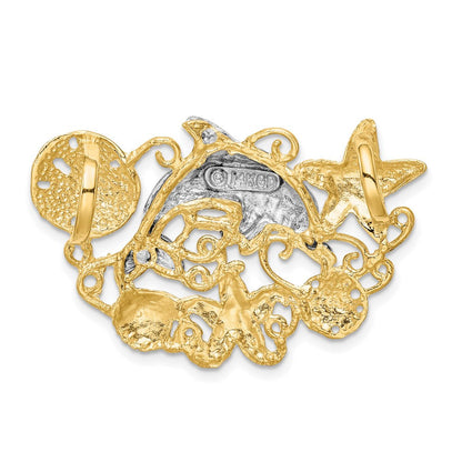 14K Bicolor Gold Meer Leben Passt 5mm/6mm Anhänger