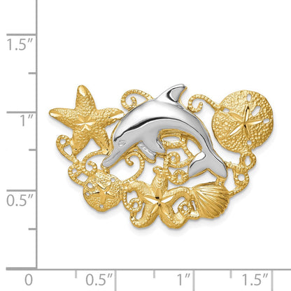 14K Bicolor Gold Meer Leben Passt 5mm/6mm Anhänger