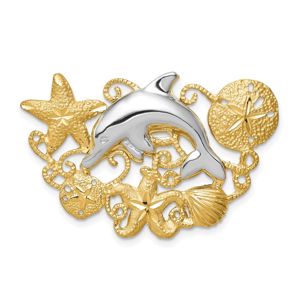 14K Bicolor Gold Meer Leben Passt 5mm/6mm Anhänger