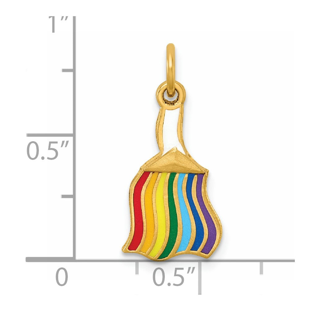 14K Gelbgold Poliert Emailliert Regenbogen Brush Anhänger