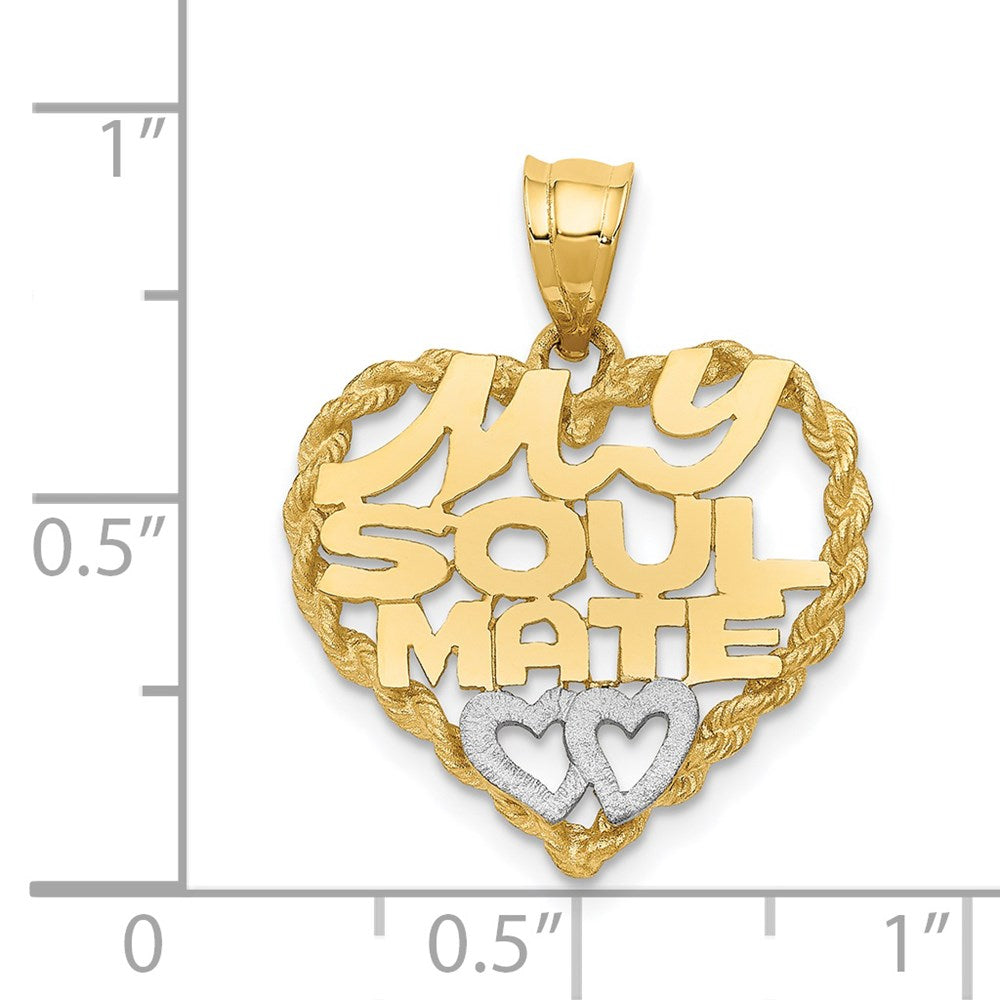 14K Gelb- und Rhodiumgold mit Rhodium "MEIN SEELENVERWANDTER"-Anhänger