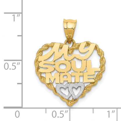 14K Gelb- und Rhodiumgold mit Rhodium "MEIN SEELENVERWANDTER"-Anhänger
