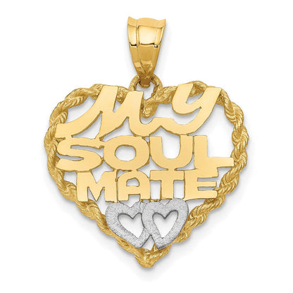14K Gelb- und Rhodiumgold mit Rhodium "MEIN SEELENVERWANDTER"-Anhänger
