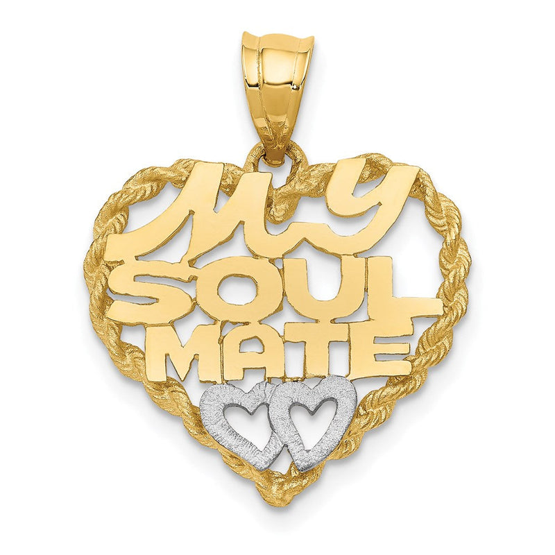 14K Gelb- und Rhodiumgold mit Rhodium "MEIN SEELENVERWANDTER"-Anhänger