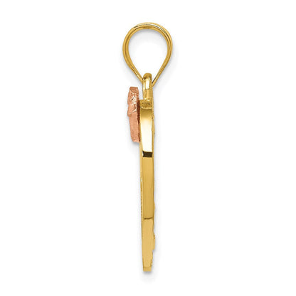 14K Bicolor Gold Charm mit Rhodium "Mom