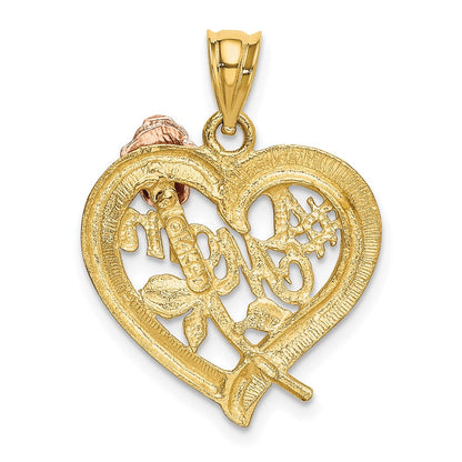 14K Bicolor Gold Charm mit Rhodium "Mom