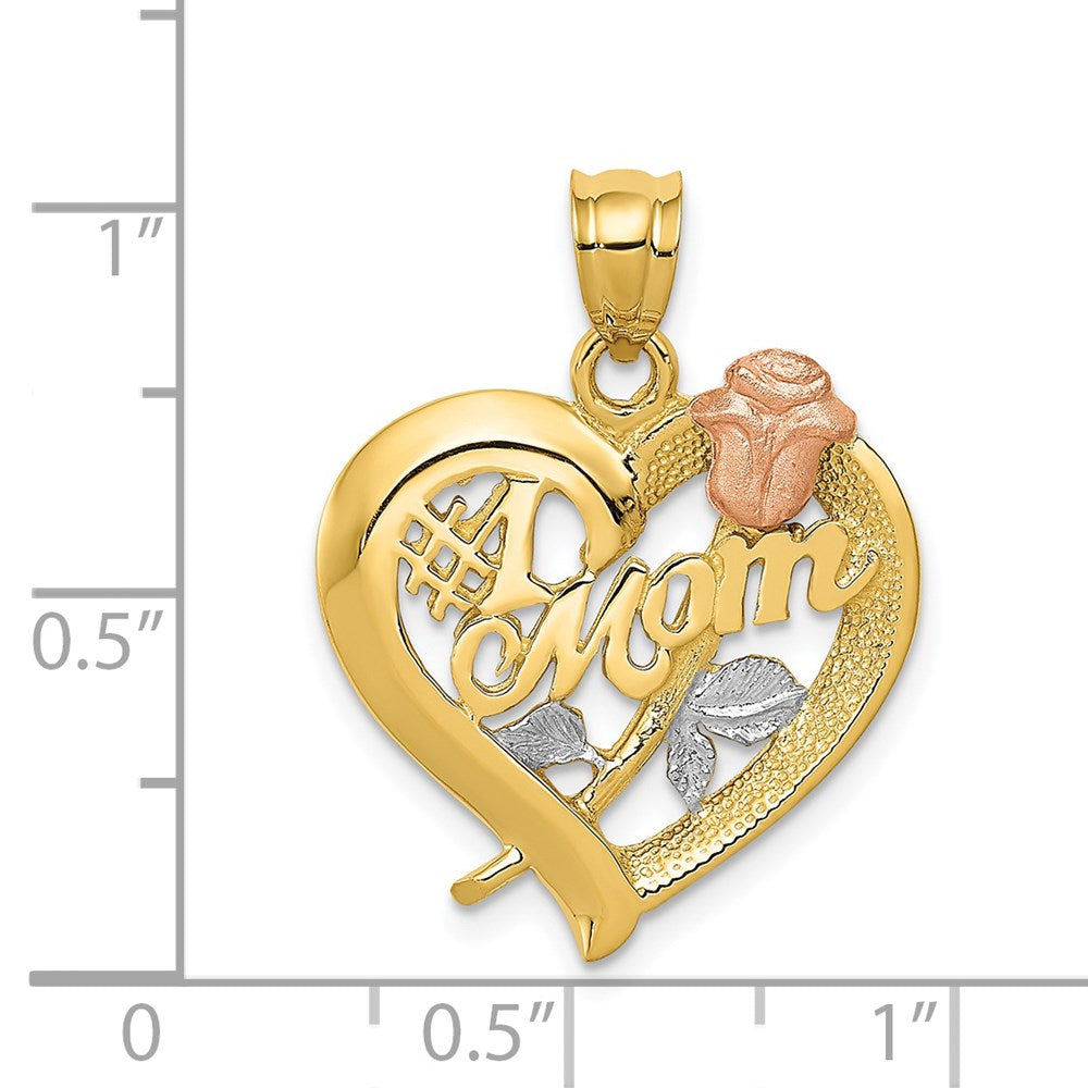 14K Bicolor Gold Charm mit Rhodium "Mom