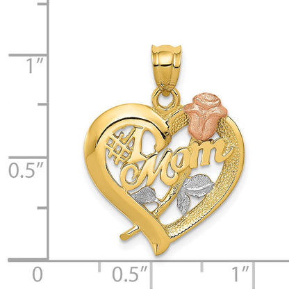 14K Bicolor Gold Charm mit Rhodium "Mom