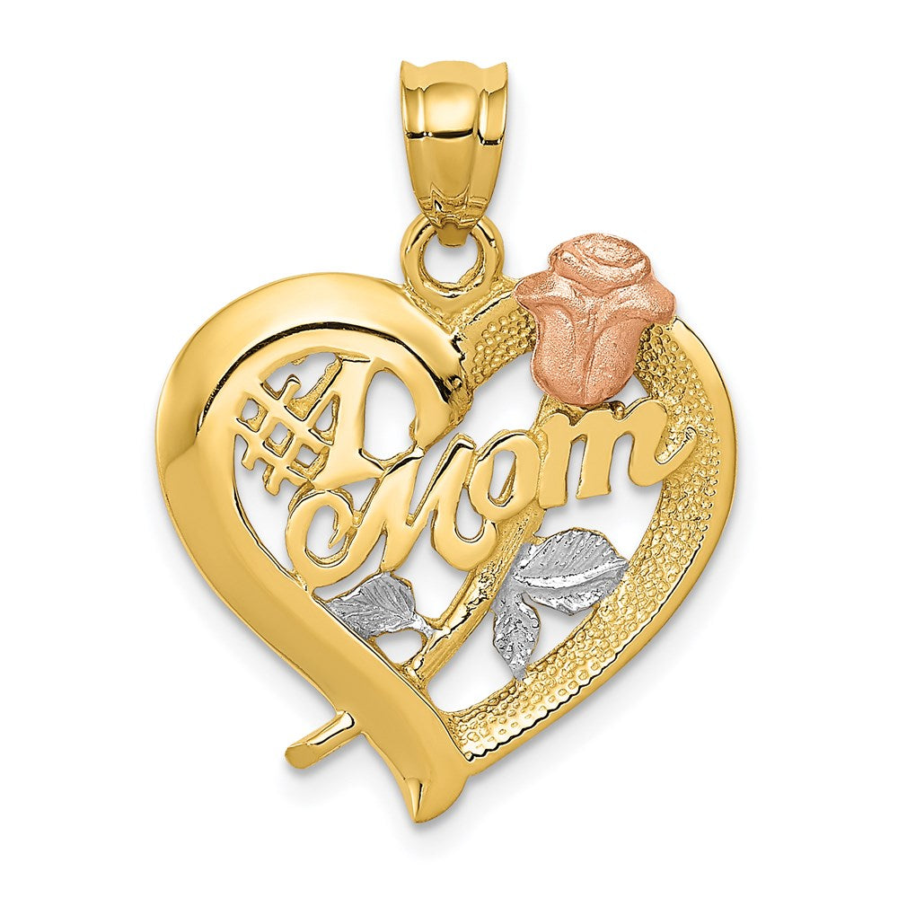14K Bicolor Gold Charm mit Rhodium "Mom