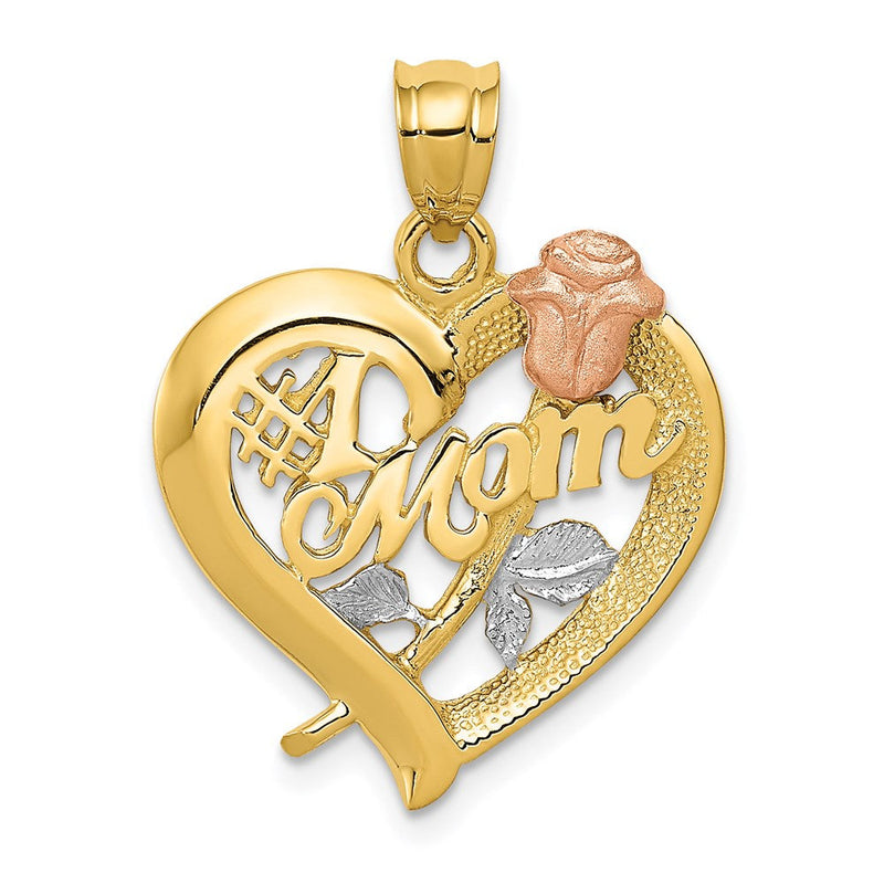 14K Bicolor Gold Charm mit Rhodium "Mom