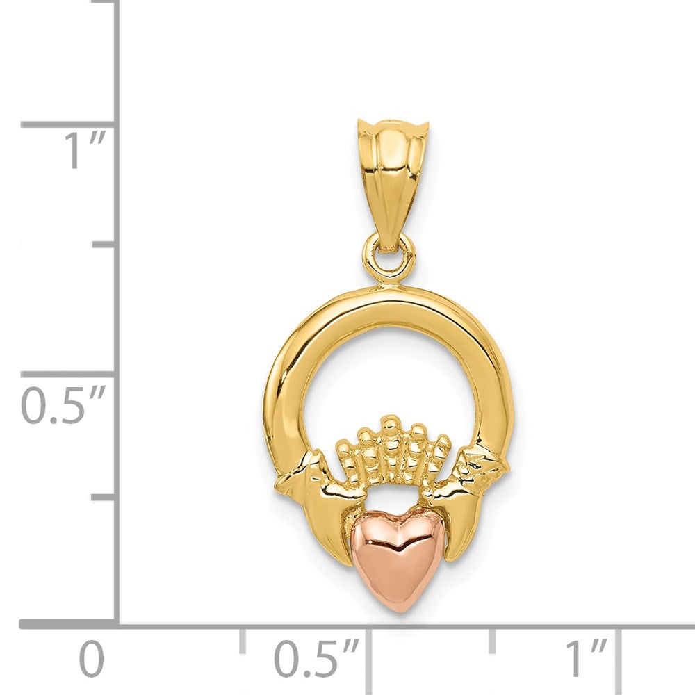 14K Bicolor-Gold Claddagh-Anhänger