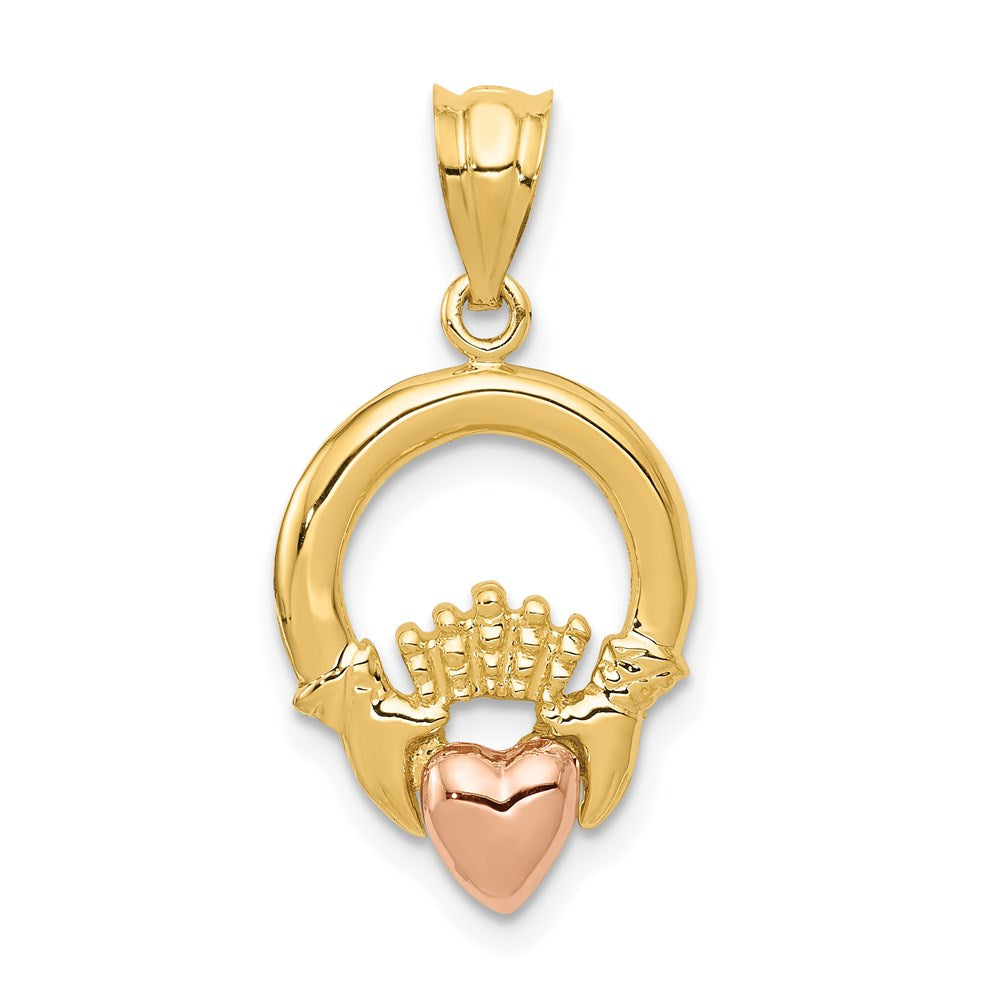 14K Bicolor-Gold Claddagh-Anhänger