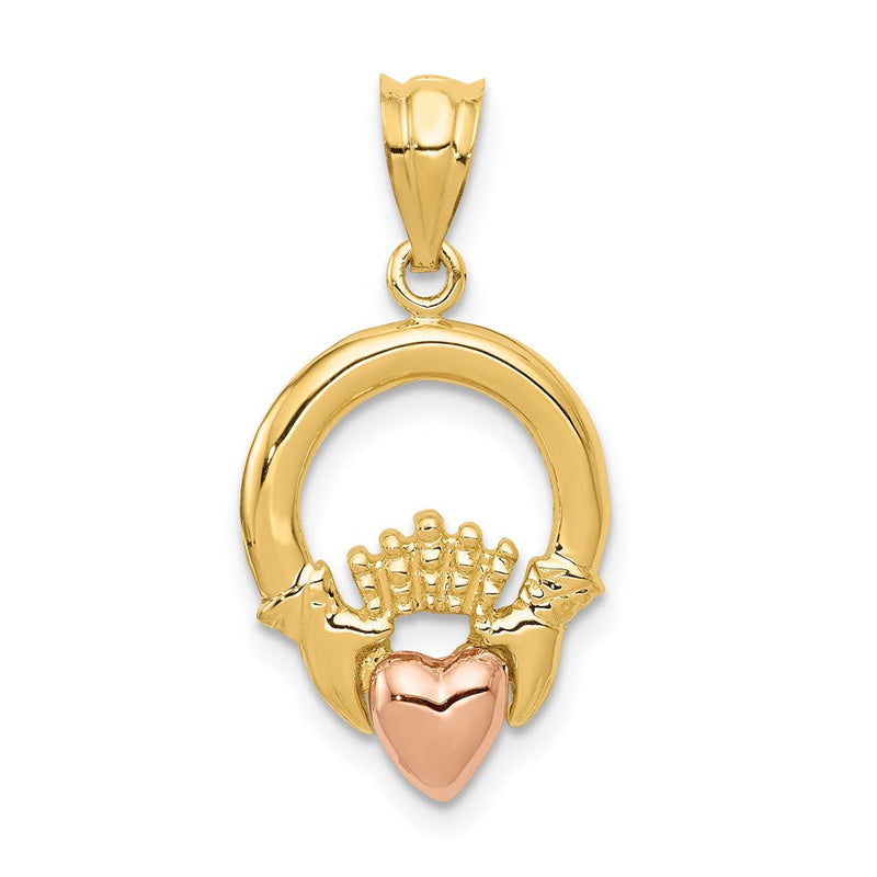 14K Bicolor-Gold Claddagh-Anhänger