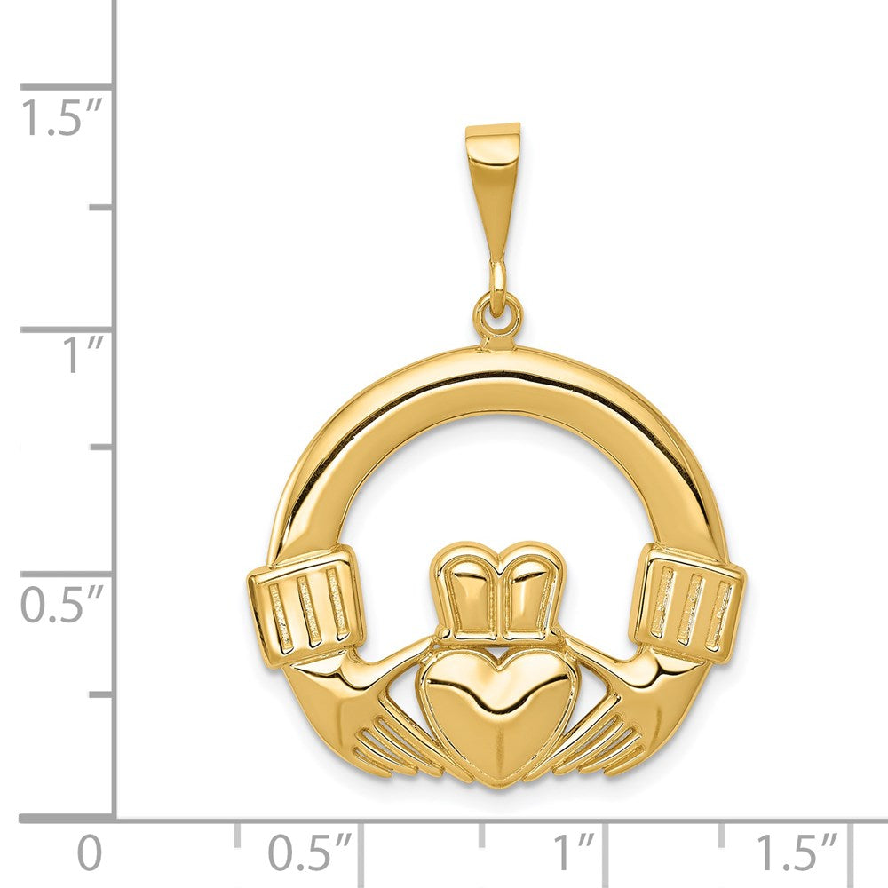14 Karat Gelbgold Claddagh-Anhänger