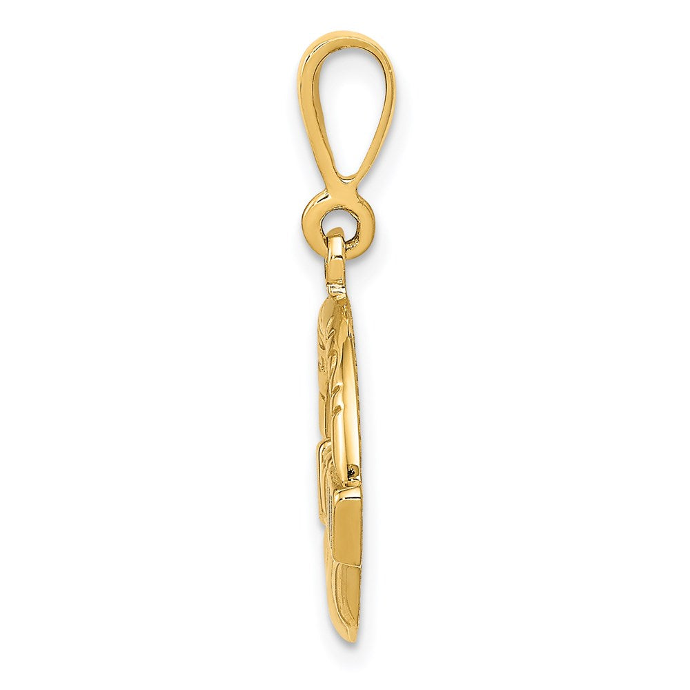 14K Gelbgold Claddagh-Anhänger „Ich liebe dich