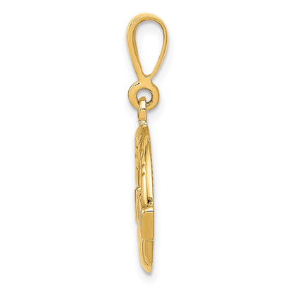 14K Gelbgold Claddagh-Anhänger „Ich liebe dich