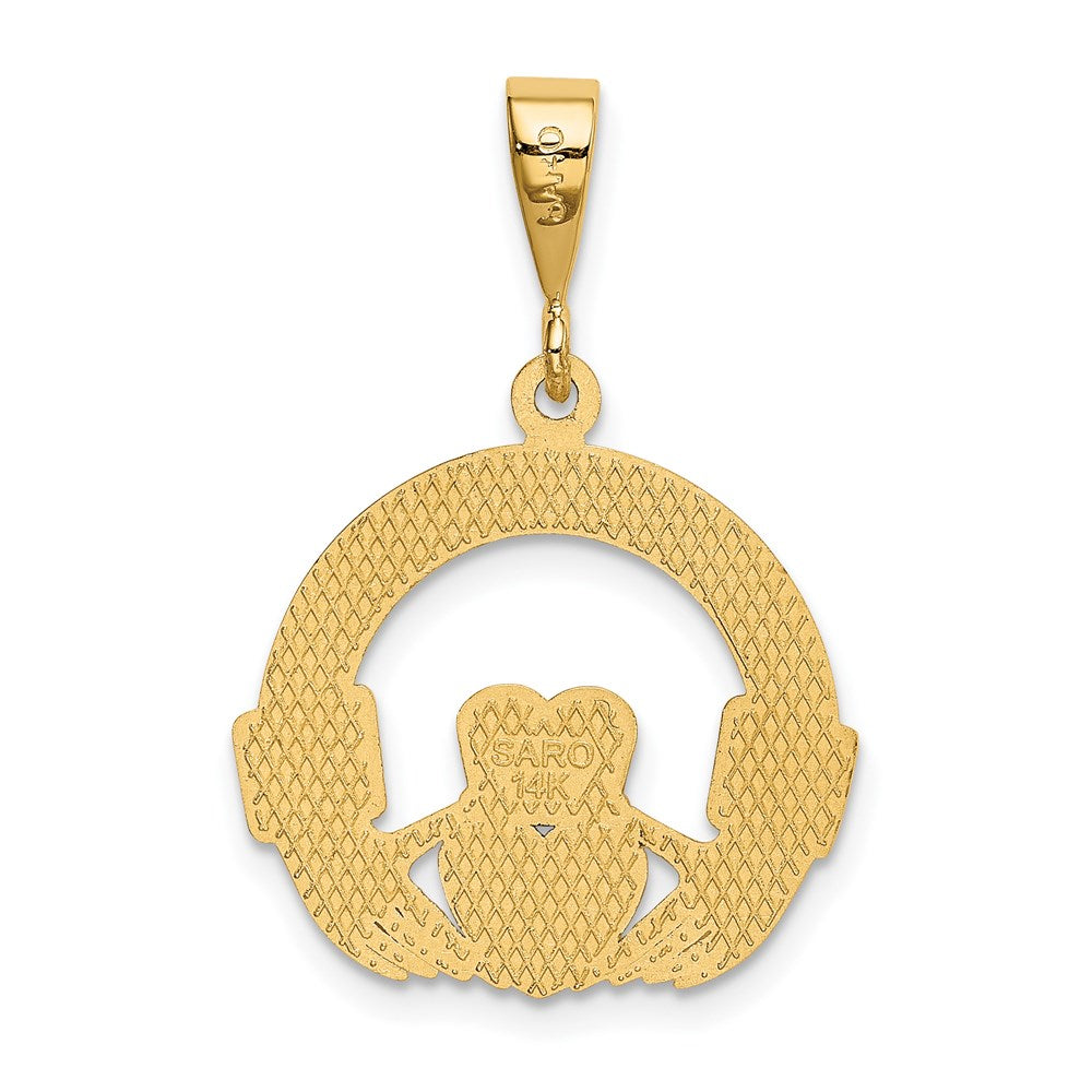 14K Gelbgold Claddagh-Anhänger „Ich liebe dich