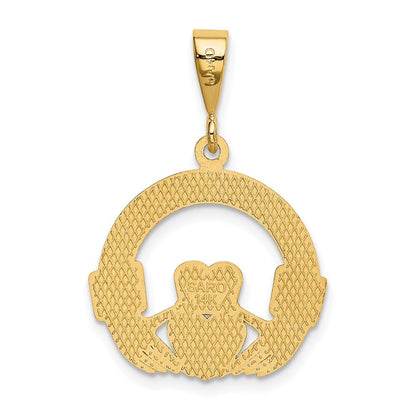 14K Gelbgold Claddagh-Anhänger „Ich liebe dich