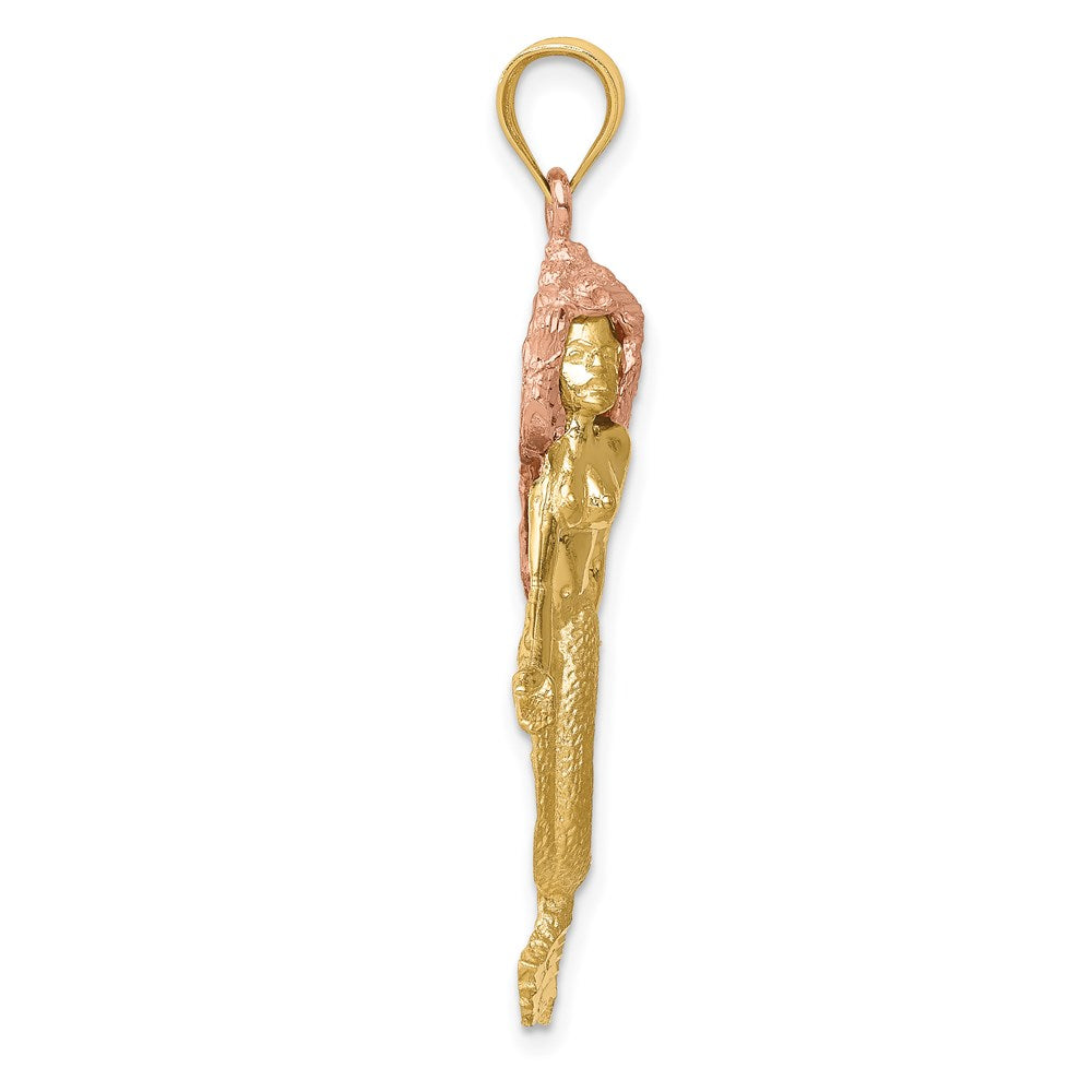 14 Karat Bicolor-Gold Meerjungfrau-Charm