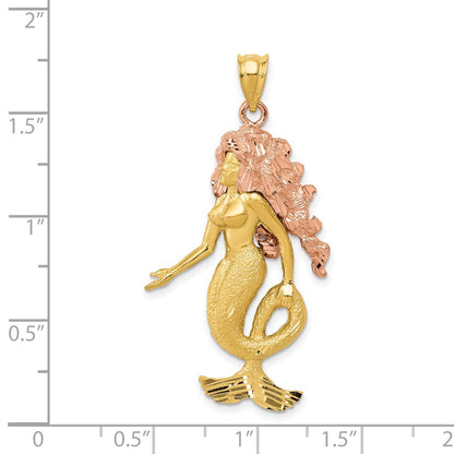 14 Karat Bicolor-Gold Meerjungfrau-Charm