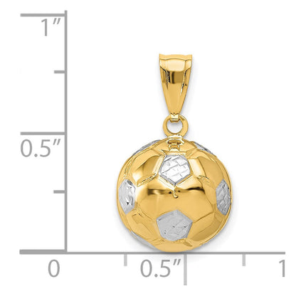 14K Gelb- und Rhodiumgold Fußballanhänger mit Rhodium