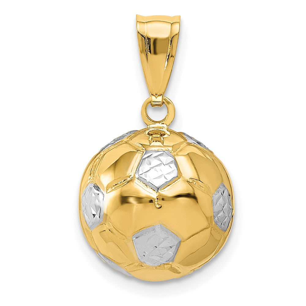 14K Gelb- und Rhodiumgold Fußballanhänger mit Rhodium
